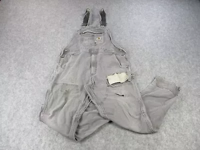 Carhartt Bibs Overalls Men 38x32 Gray Double Knee Carpenter Lightweight Thrashed • $44.95