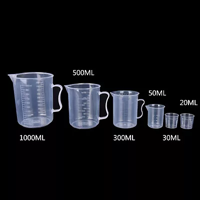 20/30/50/300/500/1000ML Plastic Measuring Cup Jug Pour Spout Surface Kitchen:da • £3.06