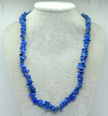 Vintage Blue Natural Lapis Lazuli Rough Polished Stone Necklace • $16.99