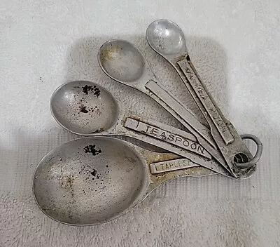 Vintage Aluminum Measuring Spoon Set (4pc) 1/4 Tsp 1/2 Tsp 1 Tsp & 1 TBS • $4