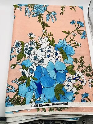 G.V.H. HAWAIIPRINT SPRAY FLORAL FABRIC Lava Cloth VTG Barkcloth • $30