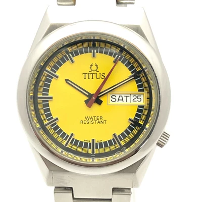 £91.22 • Buy Vintage Men's Titus Quartz 36mm Day Date Swiss Made Wrist Watch B4598