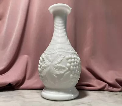 6” Vintage Imperial Milk Glass Vase Lidless Cruet Grapes Deco Collectible❤️ • $10.50