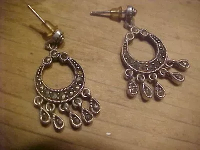 Sterling Silver With Marcasites Dangle Earrings- Pierced • $8.50