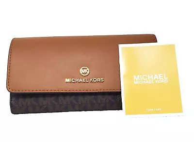Michael Kors Trifold Jet Set Travel Wallet Signature MK Saffiano Leather • $70