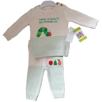 Baby Boy Knitted Set Very Hungry Caterpillar 0 3 6 9 Months NEW Jumper & Bottoms • £12.45