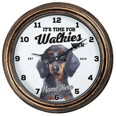 Personalised Kitchen Clock Dachshund Name Round Wall Hanging Dog Home Gift DC15 • £22.95