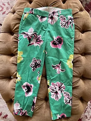 J. Crew Skimmer Floral Print Pants Womens Size 6 Green Low Rise Ankle Stretch • $18.36