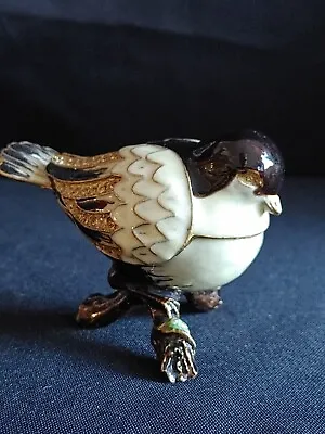 Enamel Rhinestones Bird On Branch Hinged Trinket Box     • $15