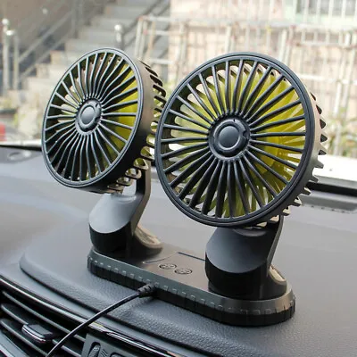$19.90 • Buy USB Powered Car Fan Dual Head 3-Speed Dashboard Rotation Cooling Fan Air Cooler