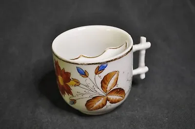 Antique Painted Mustache Ceramic Mug Floral Design • $13.25