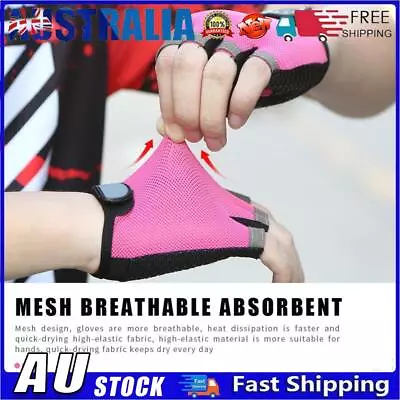 Cycling Non-Slip Half Finger Gloves Breathable Mesh Sport Glove (Pink M) • $7.69