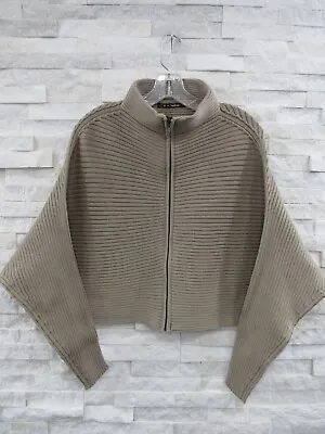 Elm Design Matthildur Tan Heavy Pima Cotton Knit Oversized Funky Zip Cardigan M • $59.99