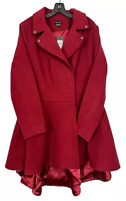 NEW City Chic Coat Hi Lo Frill Jacket Sz M True Red Mid Length 00216761 Women’s • $136.60