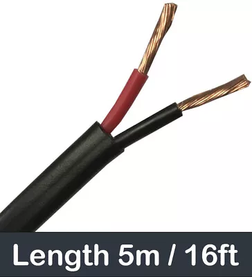 5m 11A 0.5mm² 2 Core Black Red 12v 24v Volt Wire Cable Amp Car Auto Van Boat • £4.75