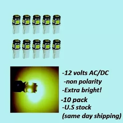 Warm White T10 Socket Wedge Bulb LED For Malibu12V AC/DC Landscape Light-10 Pack • $12.99