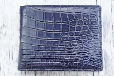 Genuine Alligator Crocodile Leather Skin Men Bifold Wallet Handmade Blue #K35 • $50.15