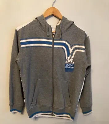 Le Coq Sportif Full Zip-up Hoodie Boys Grey And White Size Large Boys • £11