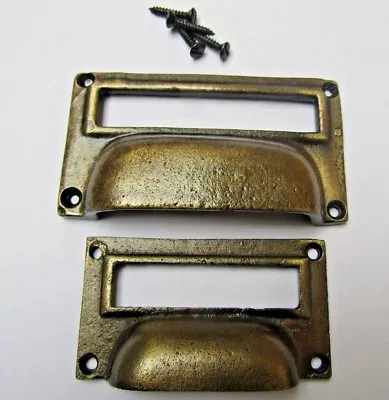 £5.99 • Buy Cast Iron Chest Drawer Cupboard Filing Cabinet Label Insert Holder Cup Pull