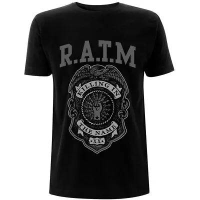 Rage Against The Machine Grey Police Badge Black T-Shirt • £16.39