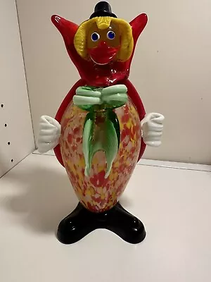 Vintage Murano Glass Clown Figurine 9” Hand Blown Glass Clown • $49.99