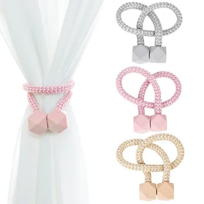2X Curtain Tie Backs Buckle Clips Curtain Tie Rope Holdbacks Strong Magnetic • £3.59