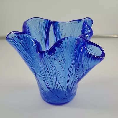 Hadeland Norway Vase Colbalt Blue Textured 4  Tall • $47