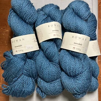 Destashing Lot Of 7 Skeins Rowan  Moordale  Yarn . Color  Blue Moor • $115