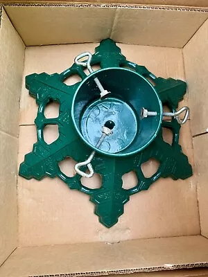 Vintage John Wright Snowflake Cast Iron Green Christmas Tree Stand In Box Mint! • $50