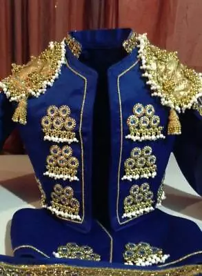 Dark Blue Bullfight Suit Of Lights Matador Costume Personalized  • $875