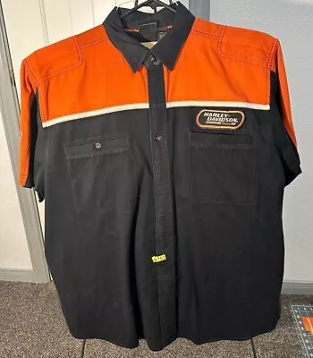 Mens Harley-davidson 2xl Xxl Black Orange Mechanics Shirt • $29