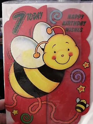 Cute 7th Birthday Card  7 Year Old  Bumble Bee  • £1.69