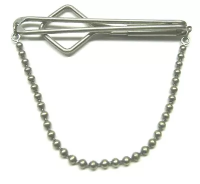 Swank Tie Clip Ball Chain Silver Slide Bar Vintage Mens Formal Wear Jewelry • $17.50