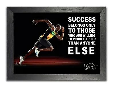 Usain Bolt Success Belongs Autograph Copy Poster Sport Sprinter Quote Photo • $34.58