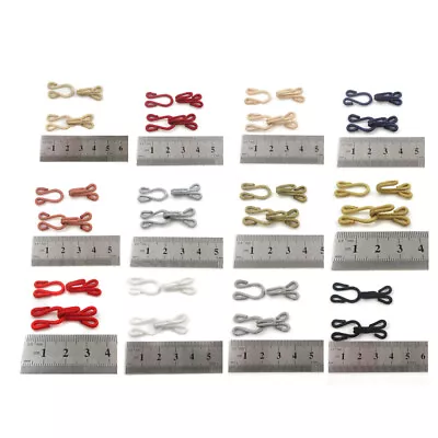 £2.69 • Buy 3 X FABRIC COVERED HOOK AND EYE FUR FASTENERS BRA COAT (Length 35mm) 12 COLOURS