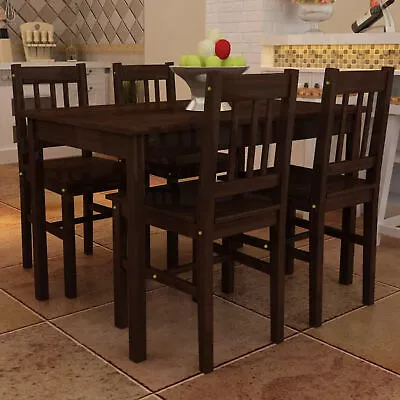 Wooden Dining Table With 4 Chairs Brown G2U8 • $687.14