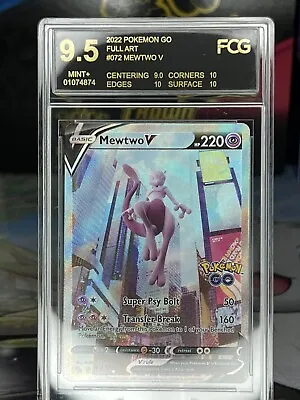 $16.50 • Buy FCG GRADED 9.5 Pokémon TCG Mewtwo V (Full Art) Pokemon GO 072/078 Holo UR