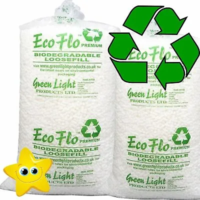 45 Cubic Foot Box Of ECOFLO Biodegradable Loose Void Fill Packing Peanuts • £76.99
