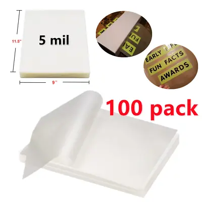 5 Mil Thermal Laminating Pouches 9  X 11.5  Letter Laminator Sheets 100 Pack • $19.78