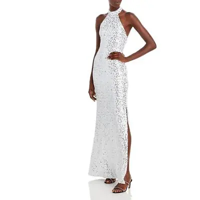 Aqua Womens Sequined Halter Split Hem Evening Dress Gown BHFO 3694 • $25.99