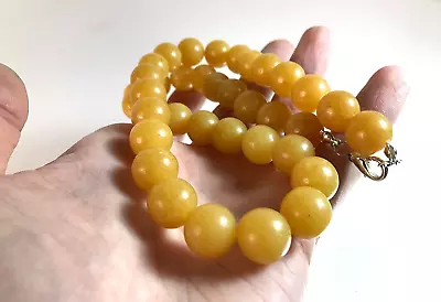 Vintage: Natural Baltic Pressed Amber Necklace 48 Gr Large Round Beads • $39.50