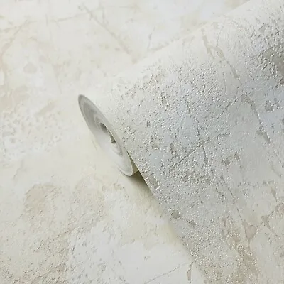 Tan Beige Off White Faux Industrial Worn Concrete Plaster Textured Wallpaper 3D • $4.35