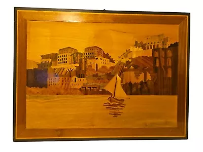 Wood Inlay Art Italy Picture Wall Hanging Marquetry 15 X11  Vintage • $75