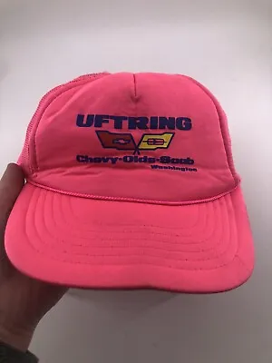 VTG Uftring Chevrolet Oldsmobile Saab Washington Illinois Mesh Snapback Neon • $20