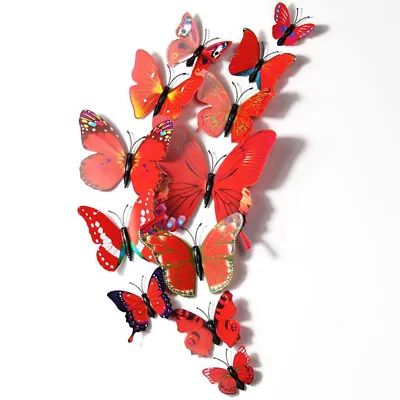 $2.99 • Buy 12X 3D Butterfly Wall Sticker Removable Decals Kids Nursery Wedding Decor Mu`da