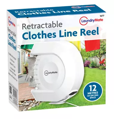 LaundryMate Retractable Clothes Line Reel 12 M Best For Indoor/Outdoor Use. • £7.10