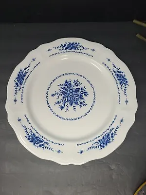 Mayhill Federalist Ironstone Chop Plate White Blue Floral Scalloped • $14.99