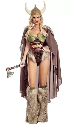 Party King Women's Valhalla Honey Viking Warrior Velvet Bodysuit Costume Size M • £100