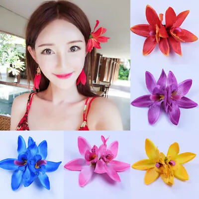 Women Bohemia Beach Lily Orchid Flower Hair Clip Bridal Wedding Headwear  • £3.56