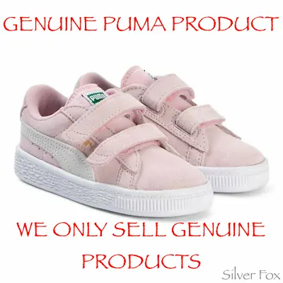 $29.95 • Buy Puma Kids Suede 2 Straps Pink White Girls Shoes Sneakers Runners Brand New 
